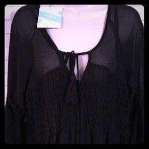 Umgee black sheer overlay dress/ tunic